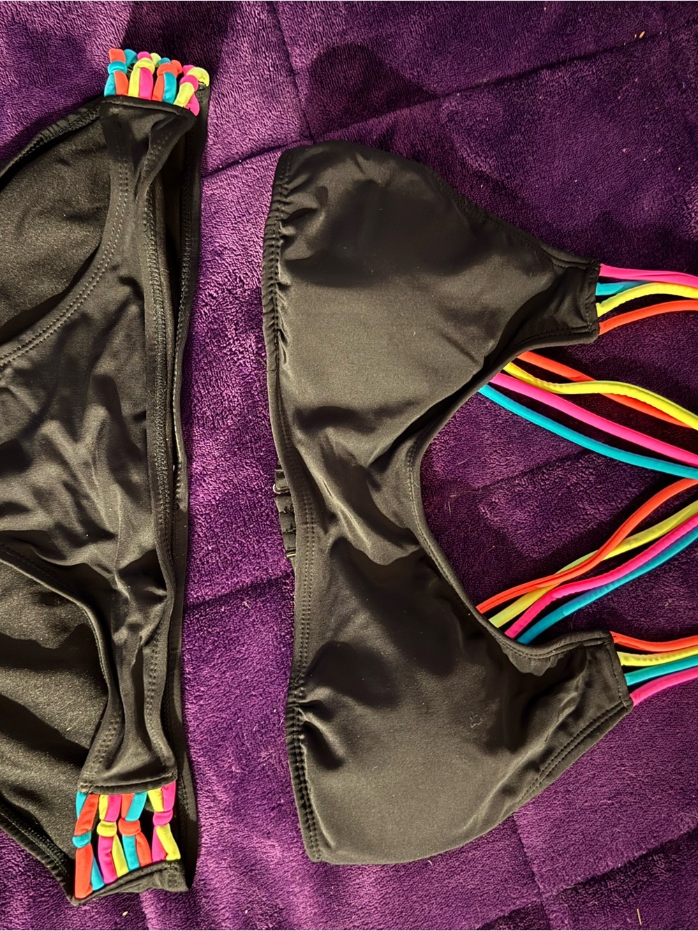 OP Black Swimsuit with Pink Logo Detail